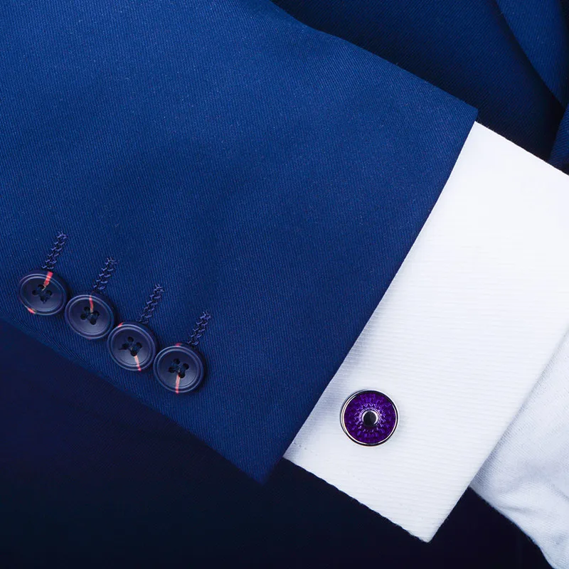 Мужские Запонки роскошные изысканные фиолетовые эмалевые запонки французские