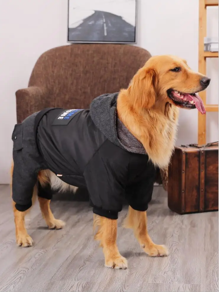 Зимний комбинезон для больших собак черный красивый рабочая одежда пород 3XL 4XL 5XL