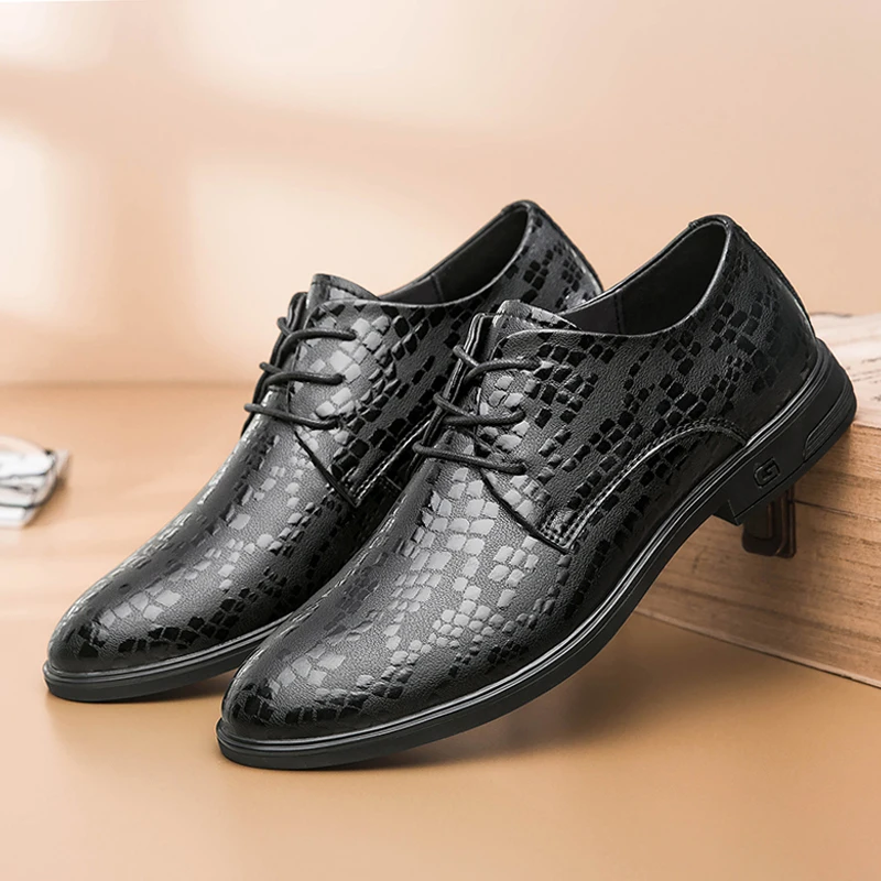 

Fashion Men's Casual Shoes Genuine Leather Classics Gray Black Derby Shoe Male Comfortable Breathable Waterproof Shoes For Men