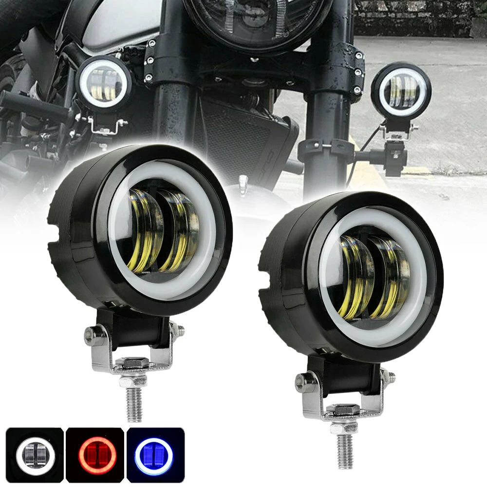

3 Inch LED Work Light Round Angel Eyes Spotlights Driving Fog Lamp Motorcycle Offroad Truck Boat 4x4 UTV ATV 12V 24V Blue Red
