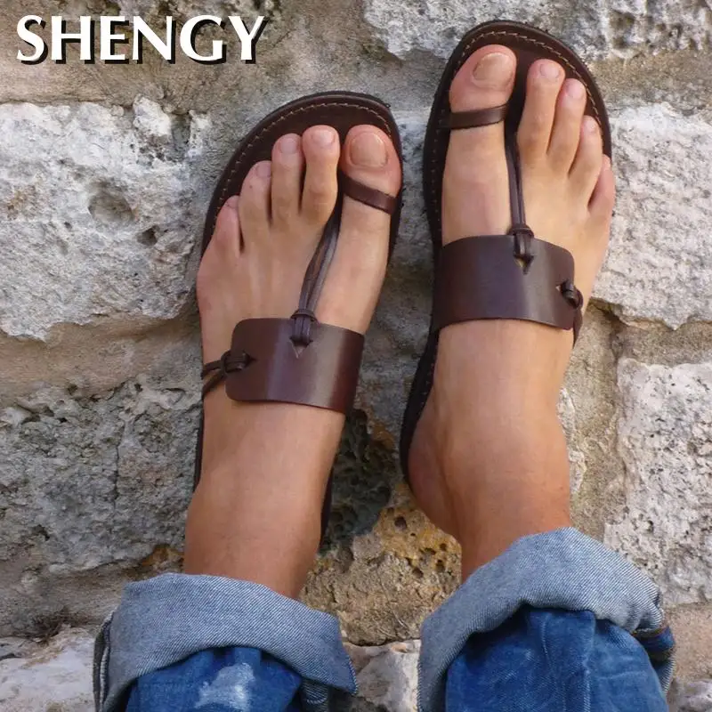 Сандалии мужские пляжные с открытым носком нейтральная гладиаторские плоские