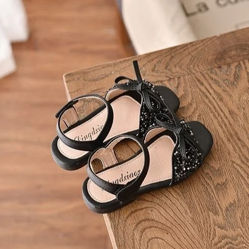 

Soft Non-slip Summer Sandals Footwear Kids shoes Soft For Children's Girl's leather shoes Dancing shoe British Black Girls Flats