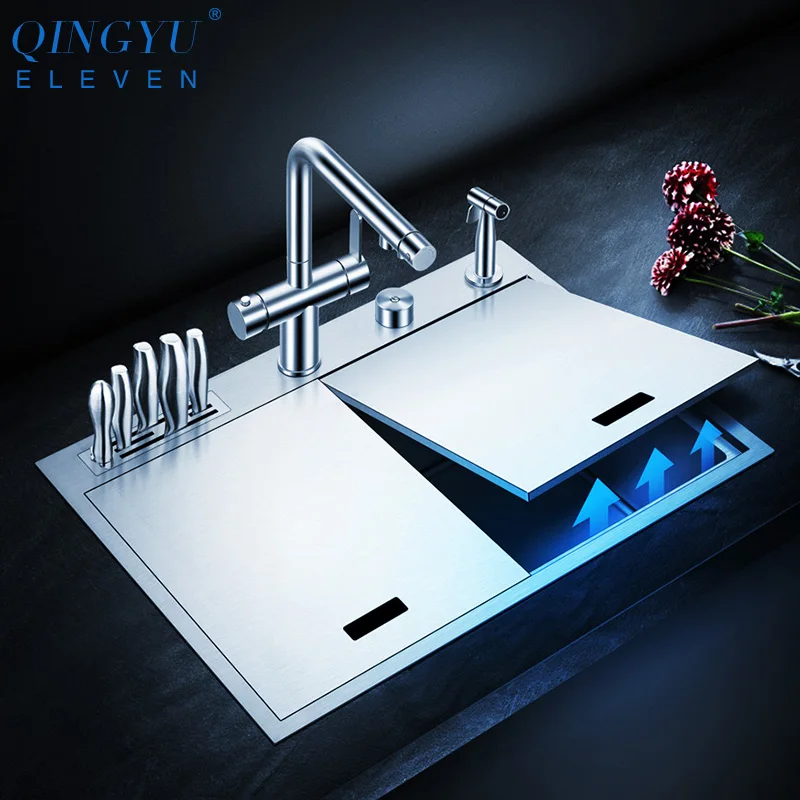 Новая кухонная раковина с двойным покрытием Скрытая Одиночная из нержавеющей