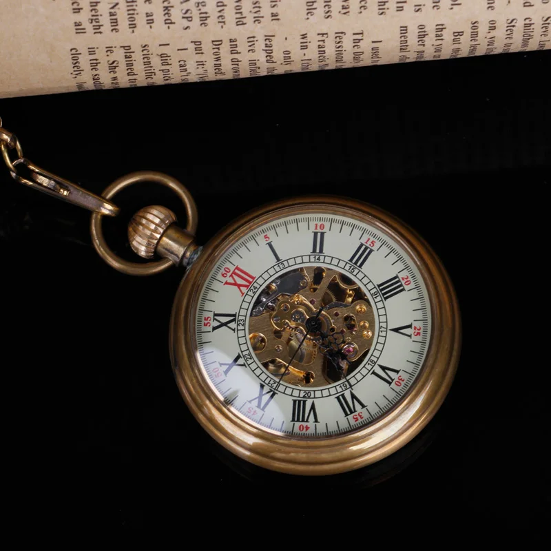 New Steampunk Cool Design Gentleman Mechanical Pocket Clock Unique Manual Top String Women Men's Pendant Fob Chain