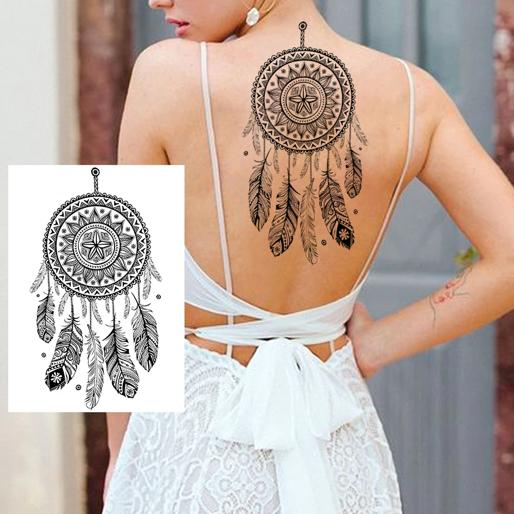 PLZ165 Мира Gigeon в стиле «Ловец снов»; серьги Henna Mandala цветов и птиц Тотем временная татуировка Стикеры перо Водонепроницаемый татуировки, боди-арт поддельные татуировки - Цвет: PLZ165