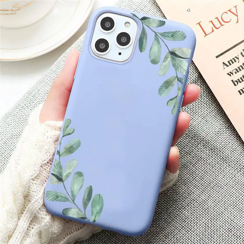 

Watercolor plants with flowers Phone Case Candy Color for iPhone 6 7 8 11 12 s mini pro X XS XR MAX Plus