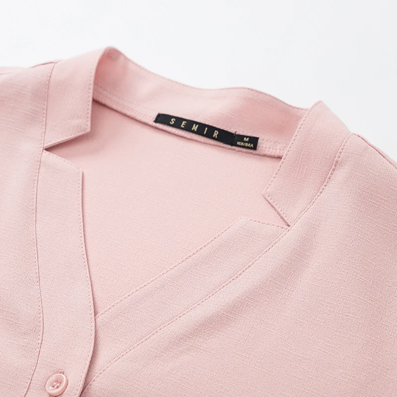 Женская полосатая блузка SEMIR новая однотонная хлопковая рубашка с v образным