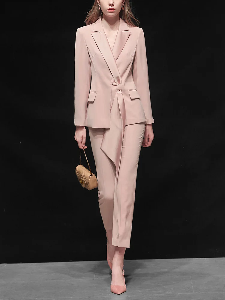 

High-end women's spring new European American casual suit suit fashion OL temperament professional long-sleeved Two-piece Set