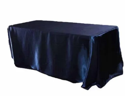 145x320cm White/Black Tablecloths Table Cover Rectangular Satin Tablecloth for Wedding Birthday Party Hotel Banquet Decoration - Color: dark blue