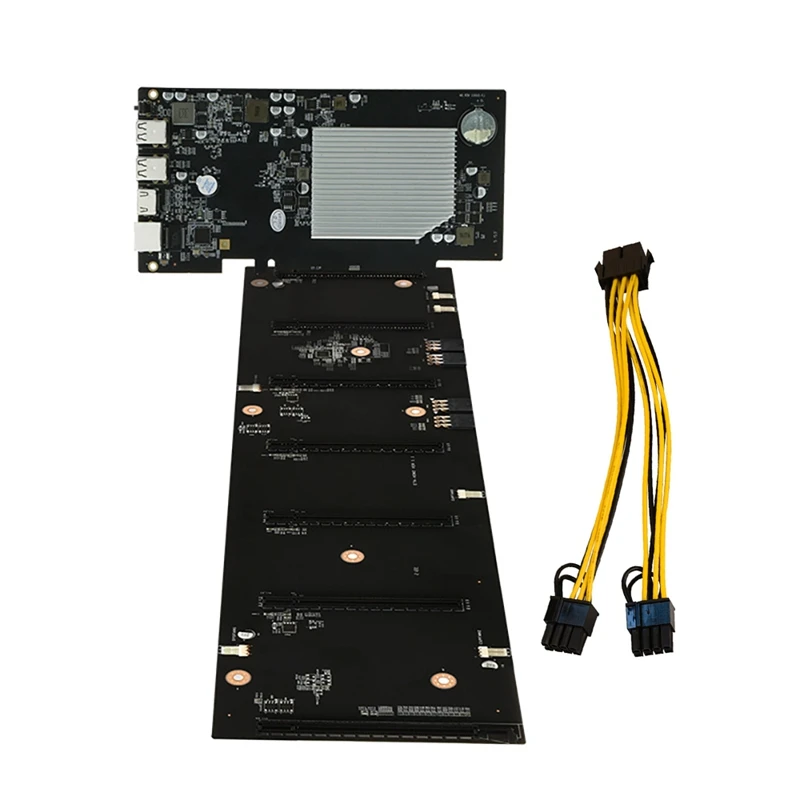

ETH-HSW2 BTC Mining Motherboard 6 Cards PCIE X16 Graphics Slot 70mm DDR3 SO-DIMM MSATA with 8Pin to Dual 8Pin Power Cord