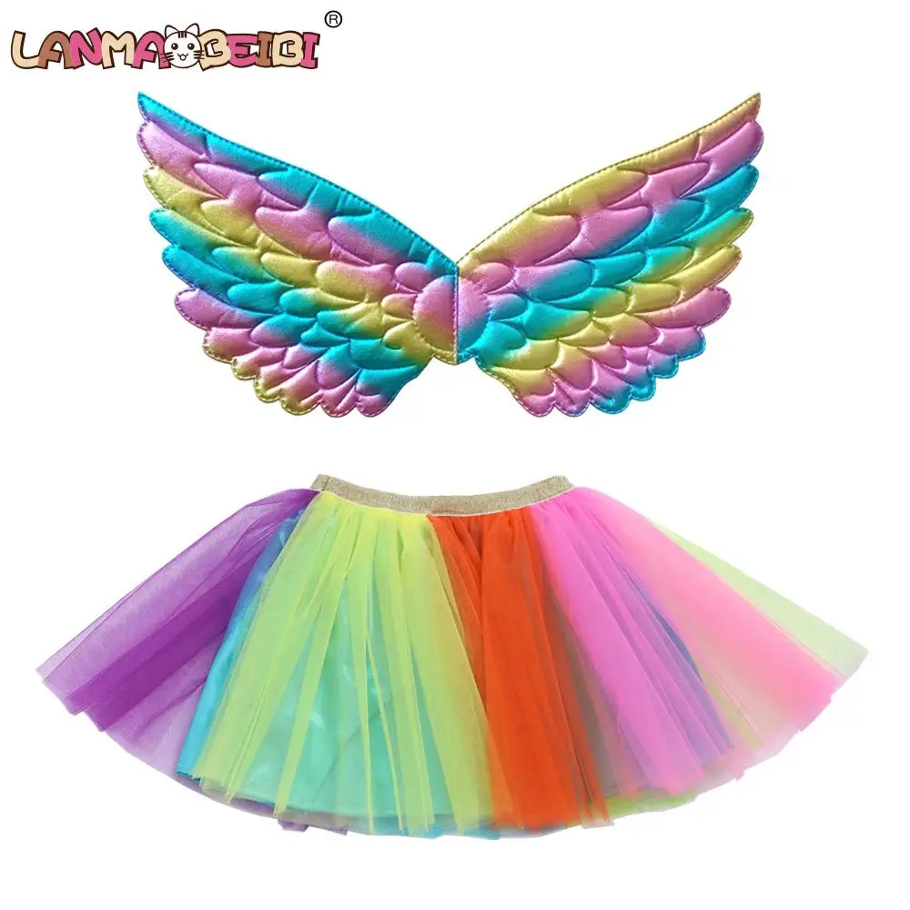 

Детская короткая детская одежда для выступлений на сцене костюм для выпусквечерние вечера и выступления детские юбки + крылья