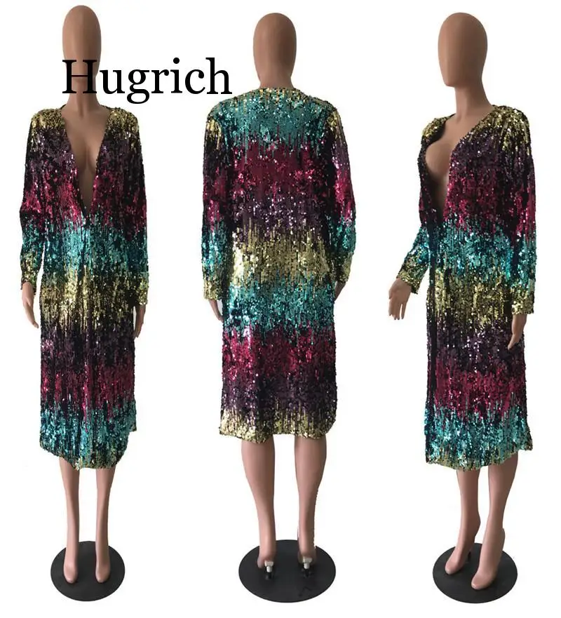 

Sparkly Sequin Long Cardigan Women Spring Fashion Long Sleeve Open Front Trench Coat Ladies Party Glitter Kimono Cardigan Coat