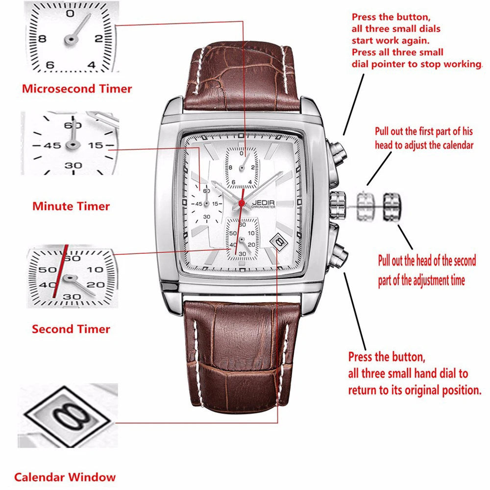 Серебряные часы Топ бренд Мужские с хронографом спортивные водонепроницаемые