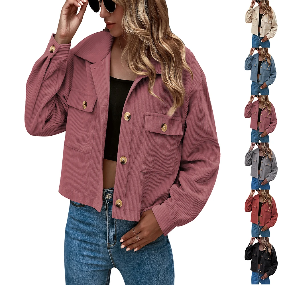 

Женский вельветовый Кардиган с длинным рукавом, повседневный Свободный Топ, блузка, пальто, куртка, стрейчевая одежда, однотонные Топы