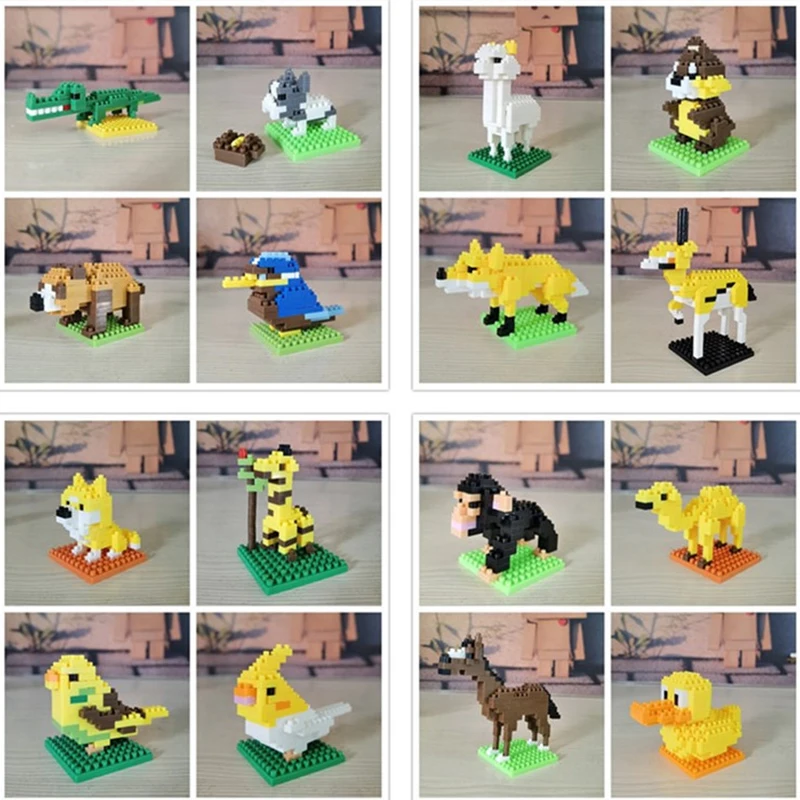 

High Quality Kids Cartoon Animal Small Particles Assembled Building Blocks Toys for Children Infant Early Learning Birthday Gift