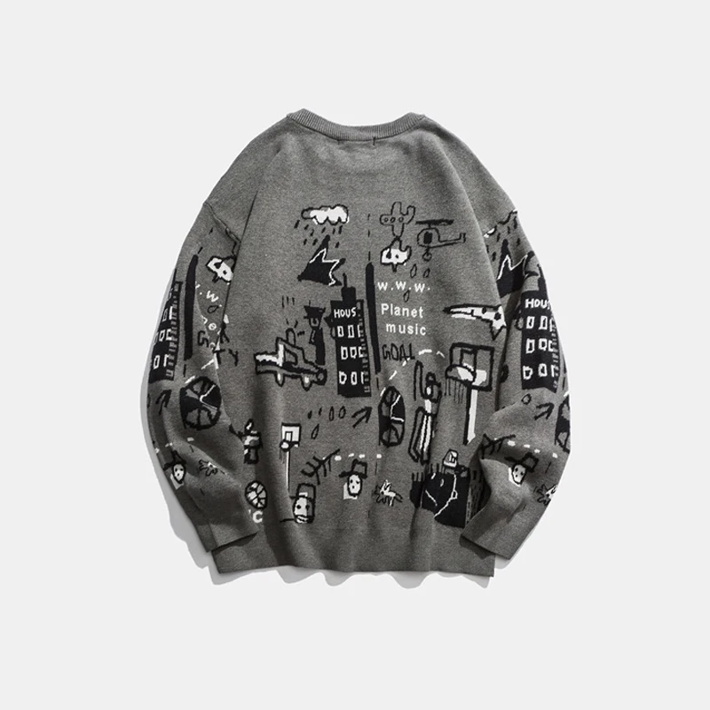 Una Reta мужской свитер осенний модный принт мультфильм свитер Pull Homme Повседневный свободный винтажный пуловер свитер для мужчин