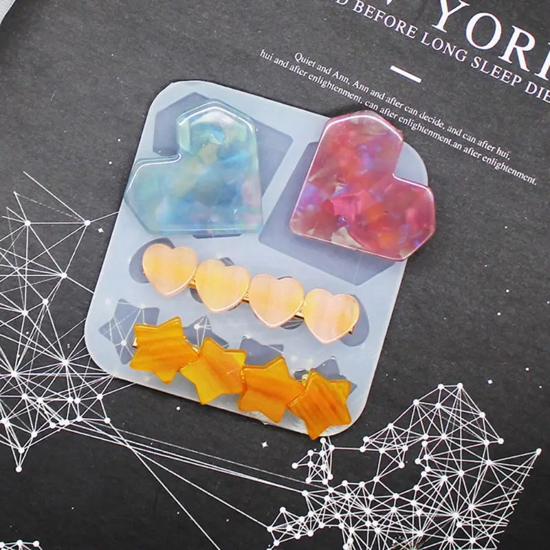 DIY Сердце Звезда заколки силиконовые формы для эпоксидной смолы волос акриловая