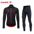 Santic мужские зимние велосипедные комплекты, куртки для велоспорта, штаны, флисовый спортивный костюм, термальные костюмы MTB, теплые велосипедные ветрозащитные