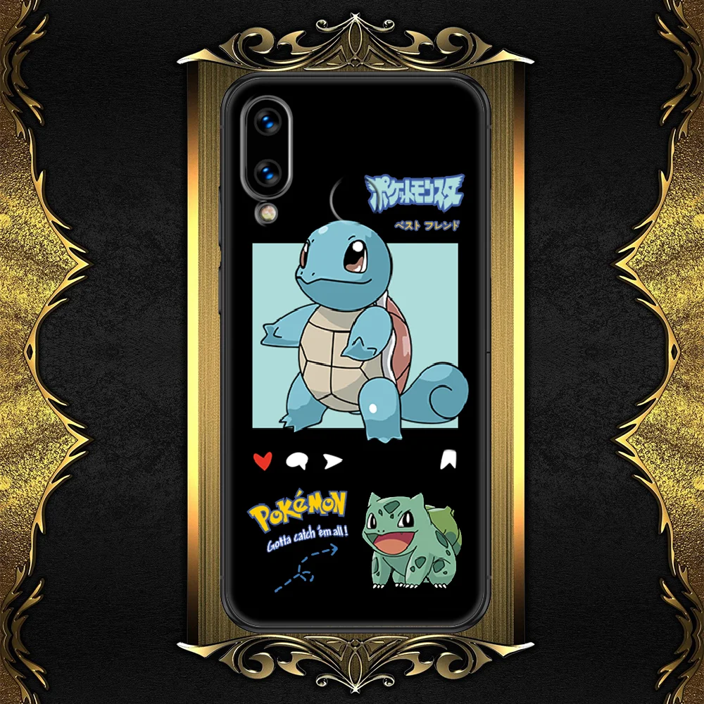 

Cute Cartoon Pikachu Phone case For Huawei Honor 6 7 8 9 10 10i 20 A C X Lite Pro Play black art prime pretty cover trend back
