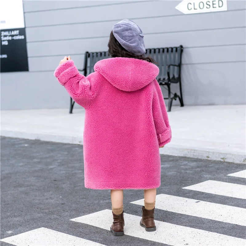2020 зимнее плюшевое пальто из натуральной овечьей шерсти с капюшоном пуговицами