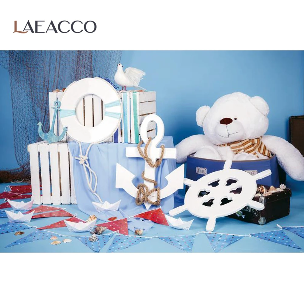 Фон для студийной фотосъемки с изображением корабля якоря детского дня рождения