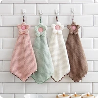 3028cm coral velvet flower hand towels bathroom hanging towel lint free cleaning cloth cleaner kitchen absorbent dishcloth 1pc
