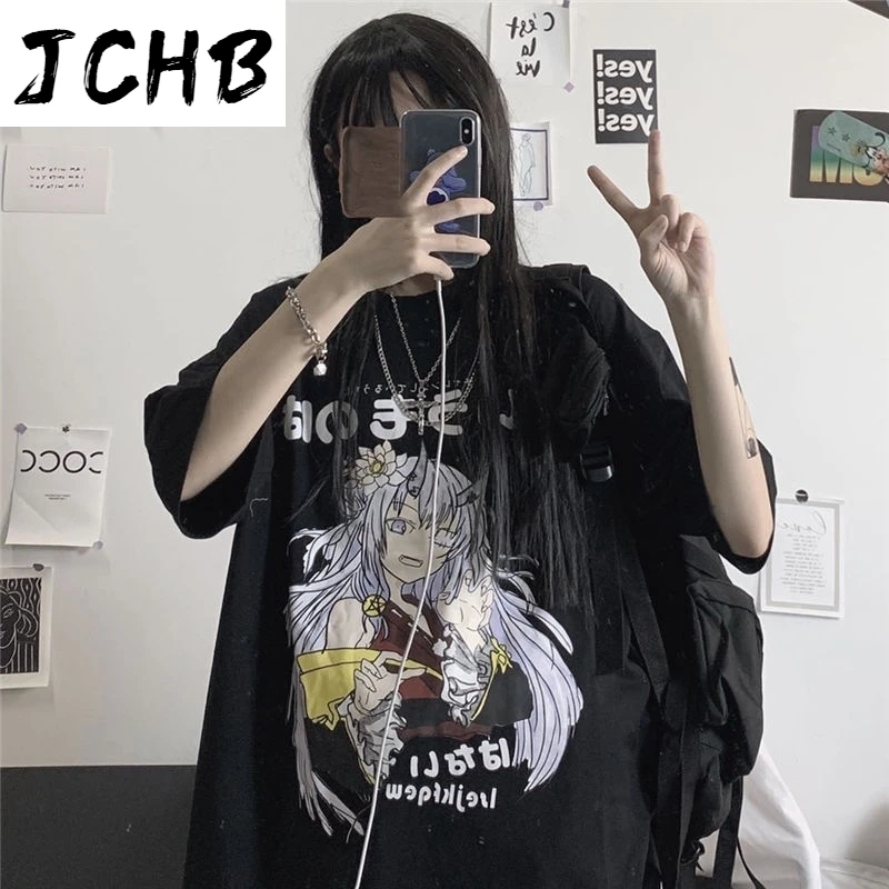 

2021 Nicemix Sweet Punk T-shirt Women Summer Korean Ins Japanese Harajuku Style Hot Anime Print Loose Student Short Sleeve Shirt