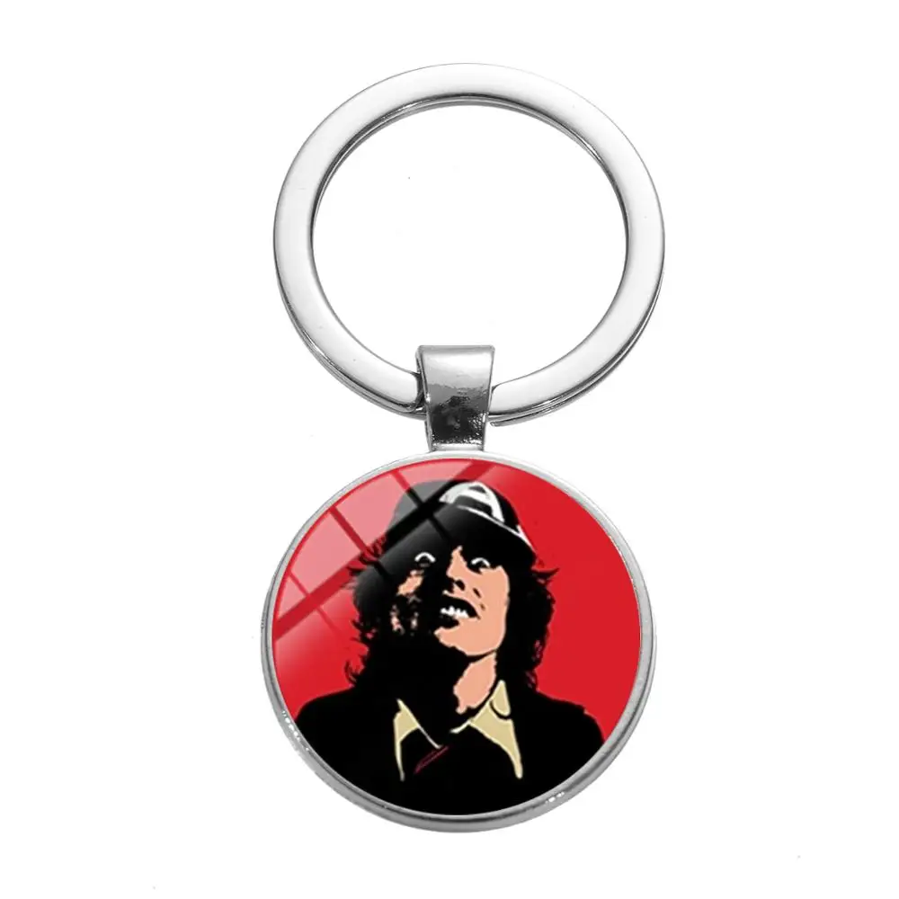 Style 6 SONGDA ACDC поп музыкальная Рок-Группа Вентиляторы брелок европейский и американский AC/DC Красный логотип стекло время драгоценный камень брелок с буквой цепи Мода - Цвет: Style 6