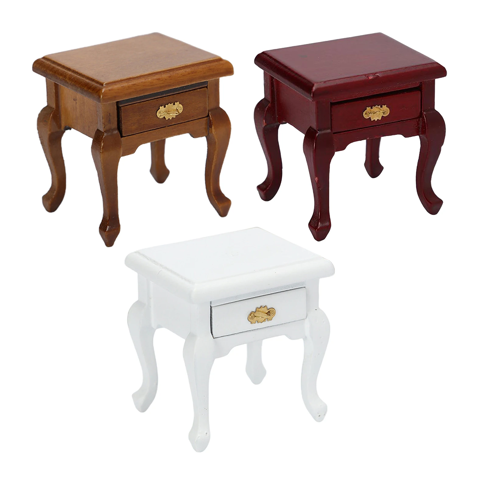 

1/12 Doll House Wooden Bedside Table Side Cabinet Play Toys for kids Girls