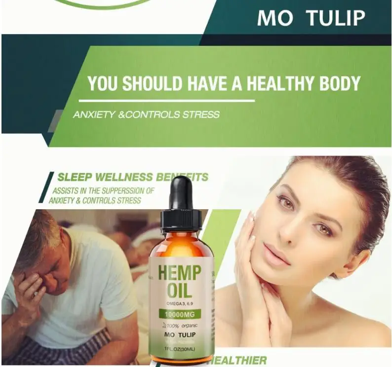 

Mo tulip skin care 10000mg hemp oil pure essential oil organic drops herbal body relieve stress oil 30ml helps sleep