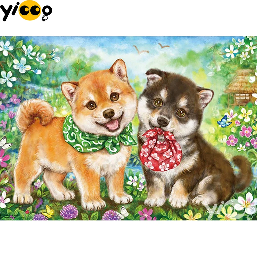 

Full Square/Round Diamond Embroidery Akita Dog Puppies 5D Diamond Painting Rhinestone Mosaic Home Decor Gift BX2540
