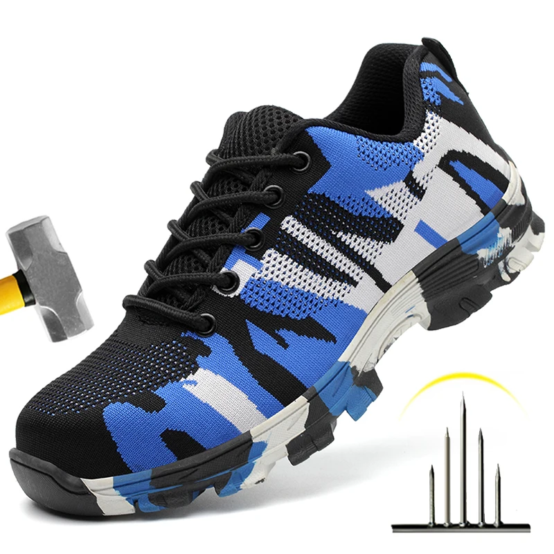 

Men Breathable Work Sneakers Steel Toe Cap Work Safety Shoes For Men Safety Boots Anti-Puncture Indestructible Work Shoes Male