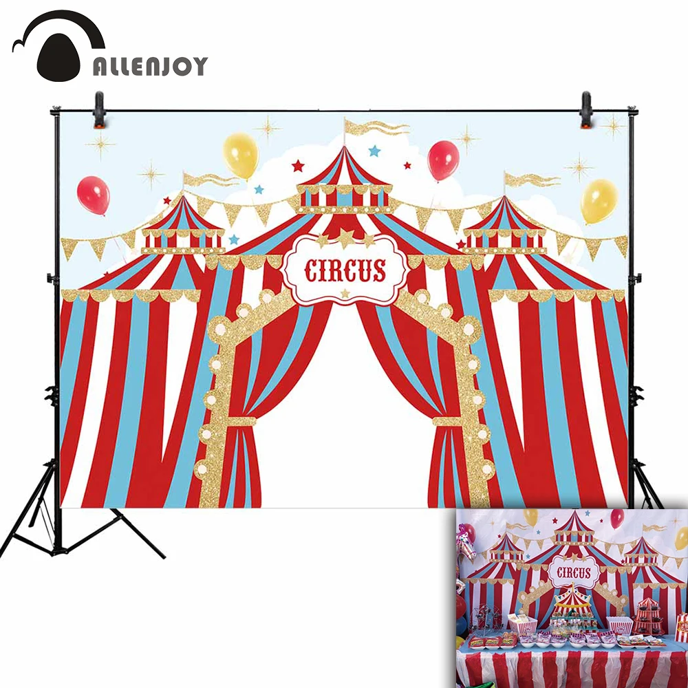 Allenjoy на день рождения фон с изображением цирка вечерние золотые флаги синего и