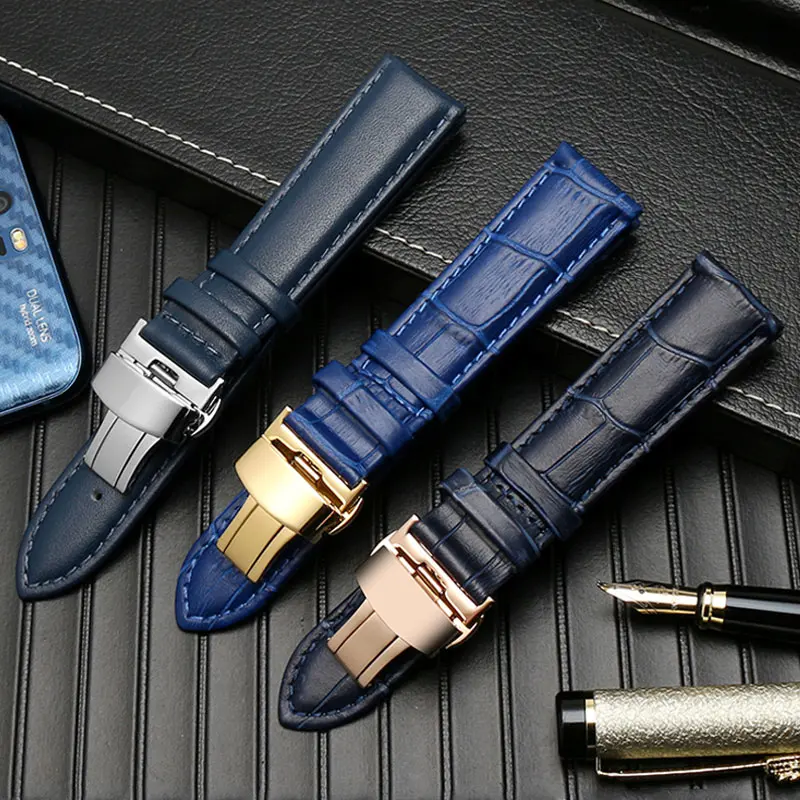 

Genuine Leather Bracelet Blue color Watch Strap For C-itizen Rossini Watchband 14 16 18 20mm 21m 22mm 23mm watch band wholesale