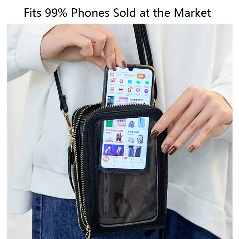 

Leather Phone Purse Small Crossbody Bag Mini Cell Phone Screen Touchable Bags