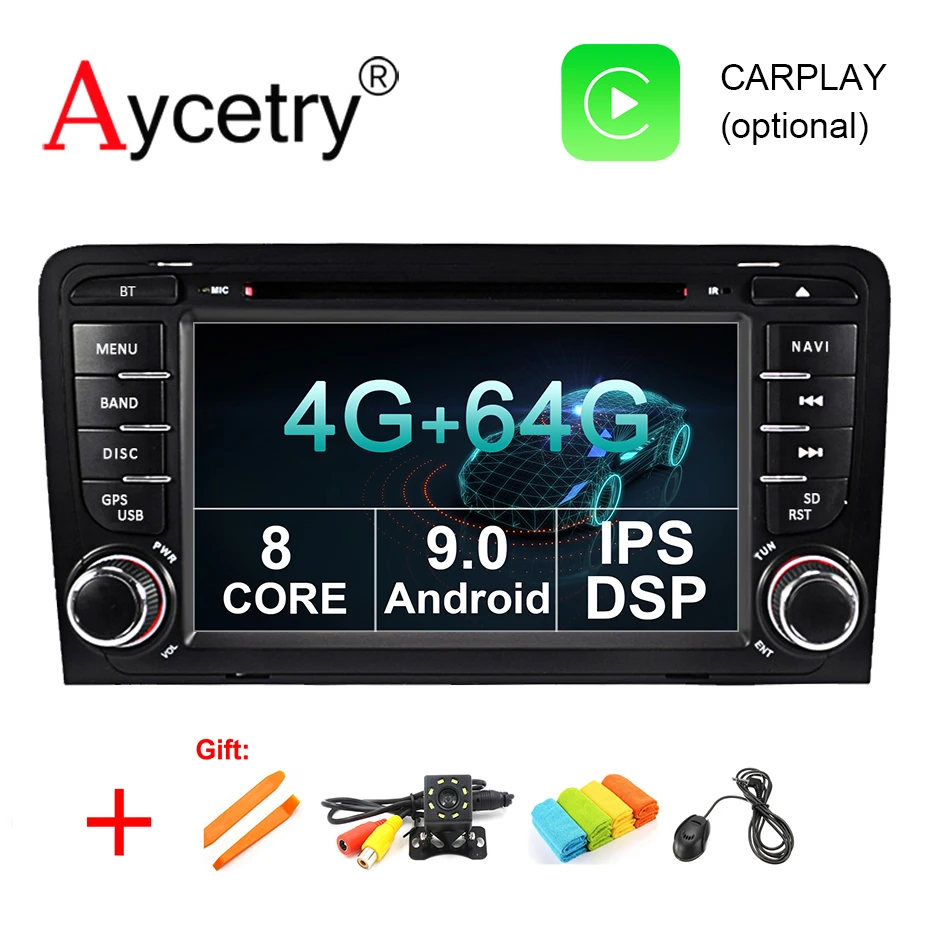 Ips DSP для Audi A3 S3 2002-2013 4G ram 64G 8 core 2 din Android 9,0 автомобильный радио мультимедиа dvd-плеер gps навигация obd2 dvr DAB