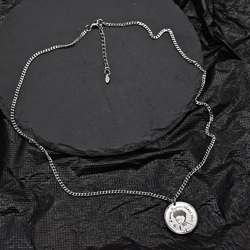 

Simple Little Prince Ins Round Brand Pendant Student Necklace Men and Women Tide Cold Wind Couple Hip-hop Non-fading Accessories