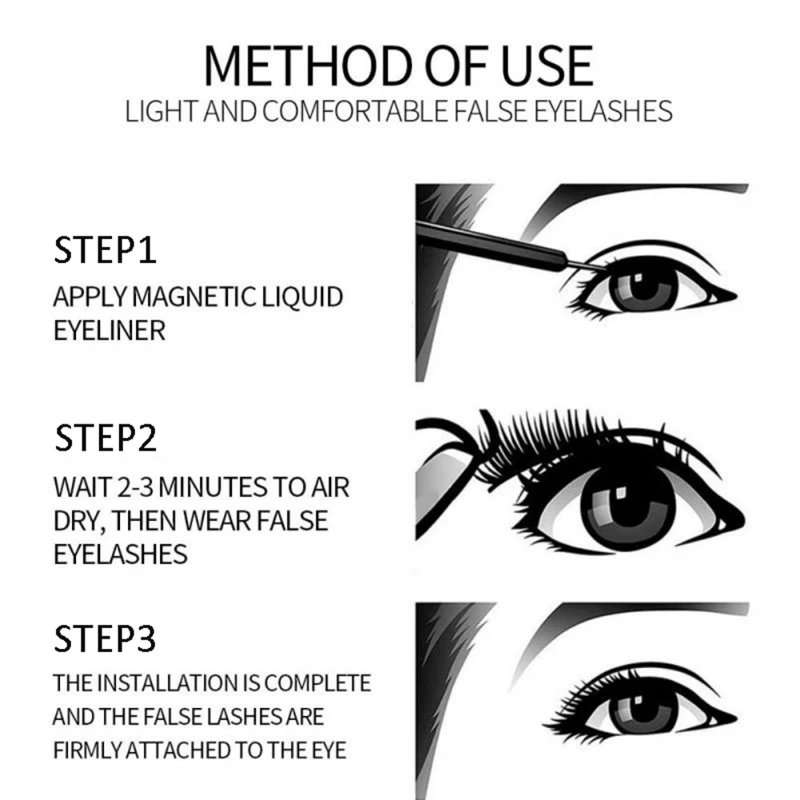 

5 Pairs/set 3D Magnetic Fake Eyelashes Extension Natural Reusable Magnets False Eyelashes With Magnetic Liquid Eyeliner Tweezer