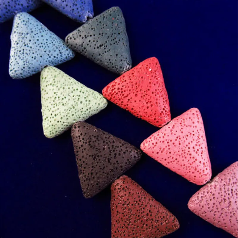 

(Free Shipping) 1 Strand 68.7g Multicolor Volcano Lava Triangle 28x8mm Loose Beads 15.5 " SK60310