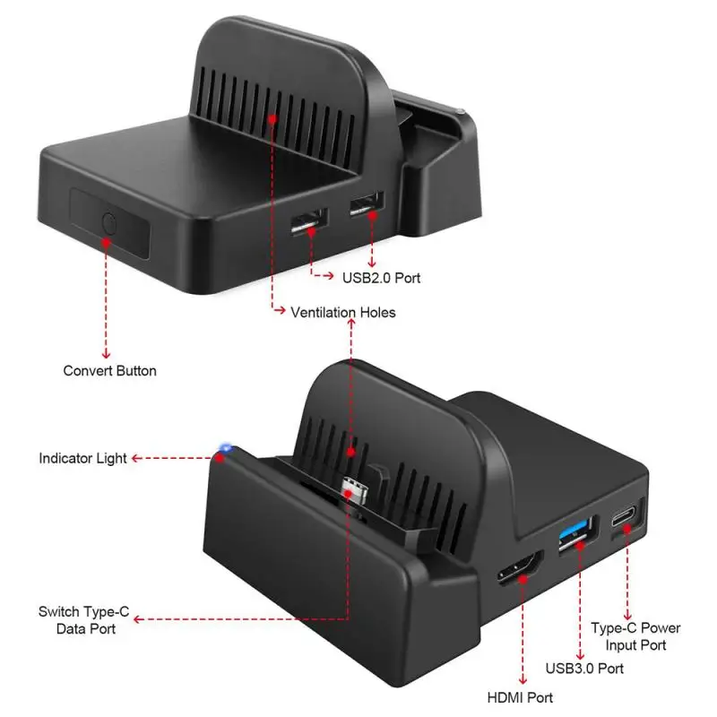 portable tv output converter for nintendo switch charging docking mini switch stand holder charging station for nintendo switch free global shipping