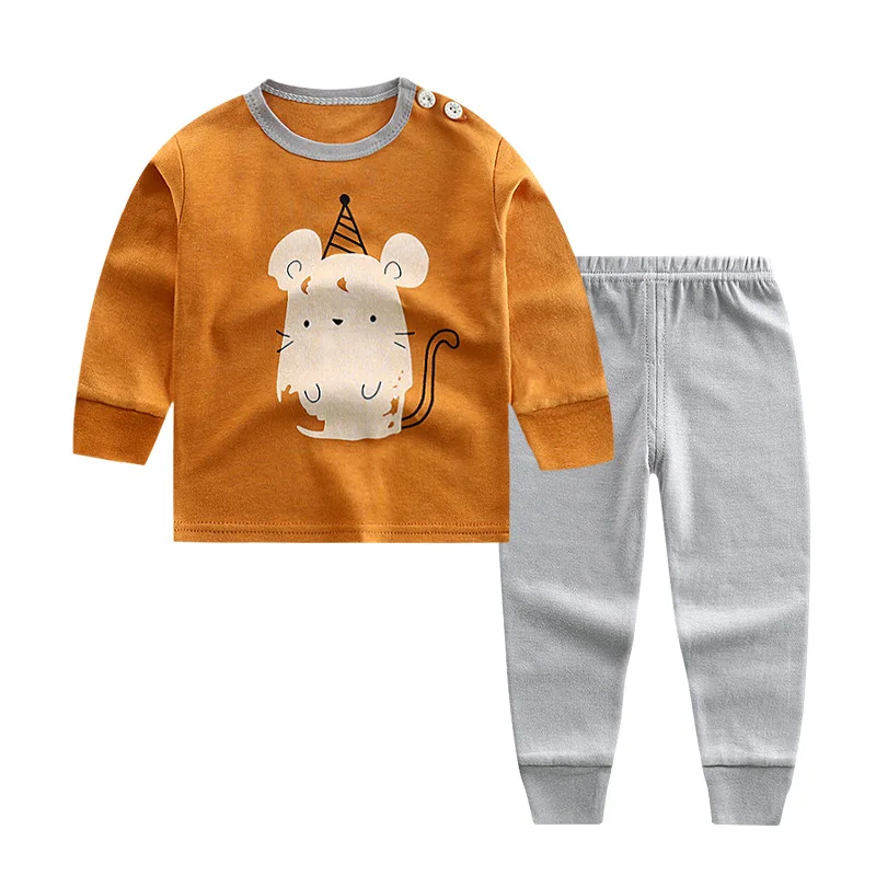 Luna Blanco/От 6 месяцев до 4 лет комплекты одежды из 2 предметов для маленьких мальчиков детские комплекты нижнего белья с длинными рукавами для мальчиков Одежда для маленьких мальчиков из 2 предметов