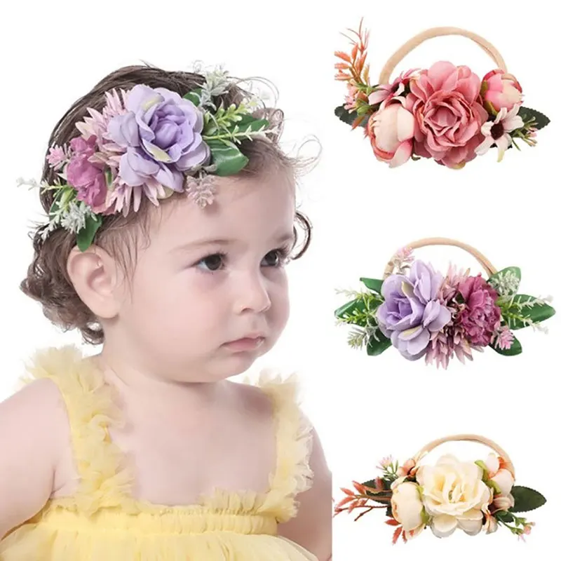 

Baby Girls Lace Flower Headband Children's Wreath Infant Photography Prop Kids Birthday Party Hairband