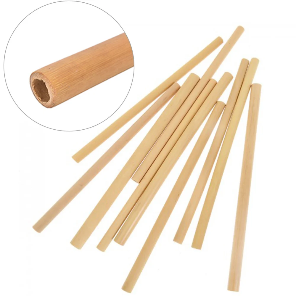 

12pcs Bamboo Drinking Straws Eco-Friendly Natural Straw Cocktail Drink Straw (Random Color)
