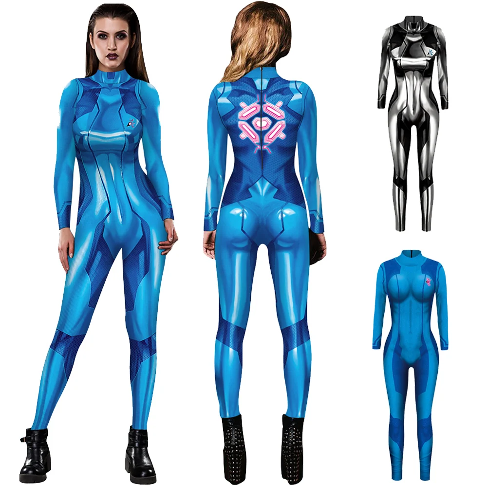 MEGATROID SAMUS черный Samus Aran Metroid Zero костюм для косплея лайкра спандекс 3D принт игра Zentai