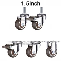 4pcs 1 5 mute wheel with brake loading 25kg replacement swivel casters rollers wheels with m1015m820mm screw rod gf173