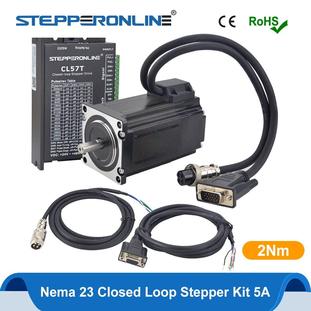 Комплект шагового двигателя STEPPERONLINE Nema 23 2Nm комплект с замкнутым циклом Nema23