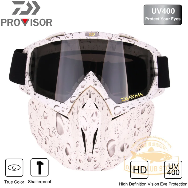 

Daiwa Motocross Goggles Glasses Face Dust Mask Detachable Motorcycle Oculos Gafas Mouth Filter Fishing Open Face Vintage Helmets