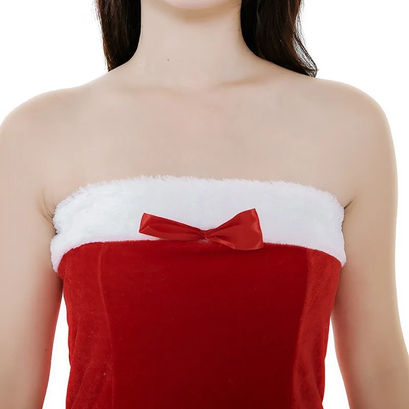 Платье для девочек на Рождество 2019 года COSCOS, милый сексуальный топ без бретелек из золотистого бархата высокого класса, красное платье для выступления на вечеринке COS.