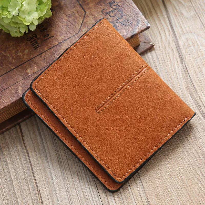 

Women Short Vertical Style Billfold Coffee Wallet PU Leather Card Holder Luxury Purse Case Multi-Card Slots Light Clutch Bag