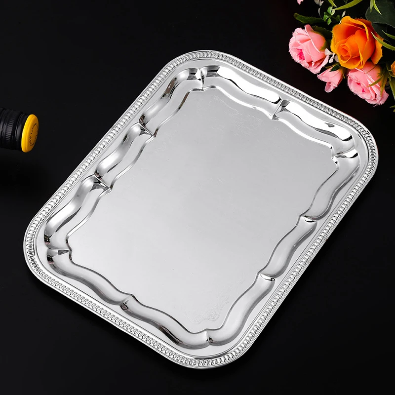 

Металлический поднос для подачи ювелирных изделий, прямоугольная тарелка для десертов, фруктов, закусок, чая, кофе, поднос для дома, рестора...